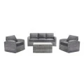 BELMAR Living Set Σαλόνι Κήπου ALU:3Θέσ+2 Πολυθρόνες+Τραπέζι Wicker Grey White,  Μαξιλ.Γκρι