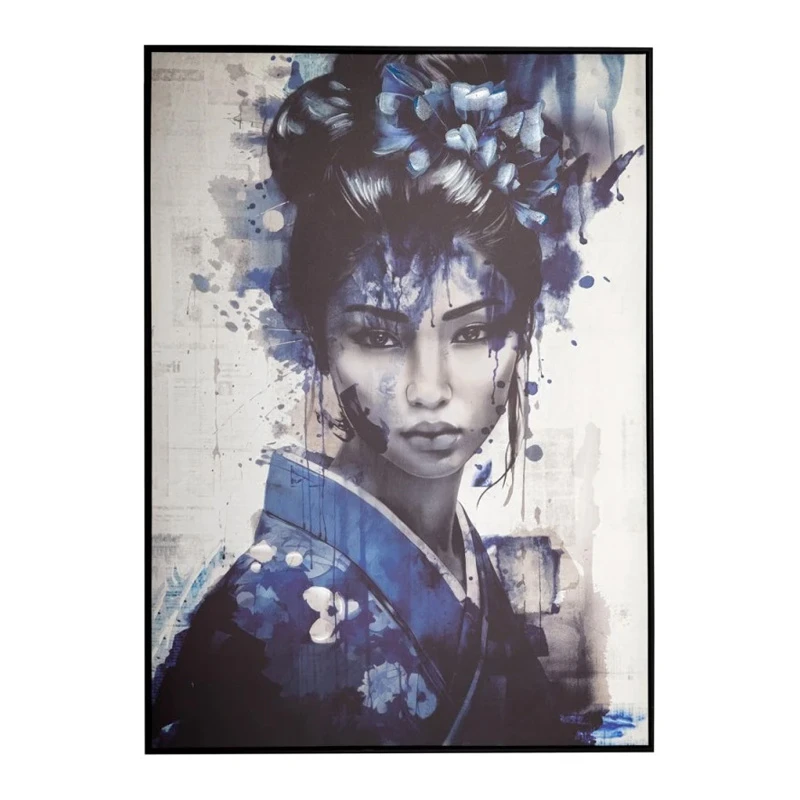 BLUE JAPANESE GIRL ΠΙΝΑΚΑΣ 103Χ143ΕΚ ME ΜΑΥΡΗ ΚΟΡΝΙΖΑ ΣΕ ΤΥΠΩΜΕΝΟ ΚΑΜΒΑ