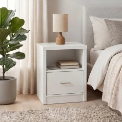 CALIBER Bedside 47x39x60 White 1-Drawer CALIBER Bedside 47x39x60 White 1-Drawer