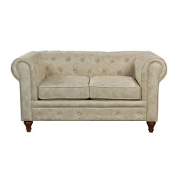 CHESTERFIELD York 2-Seater Sofa Beige Fabric CHESTERFIELD York 2-Seater Sofa Beige Fabric