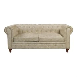 CHESTERFIELD York 3-Seater Sofa Beige Fabric CHESTERFIELD York 3-Seater Sofa Beige Fabric
