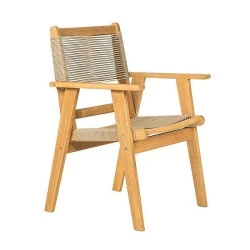 COFFEE Dining Armchair Acacia Natural, Rope Wicker Beige COFFEE Dining Armchair Acacia Natural, Rope Wicker Beige