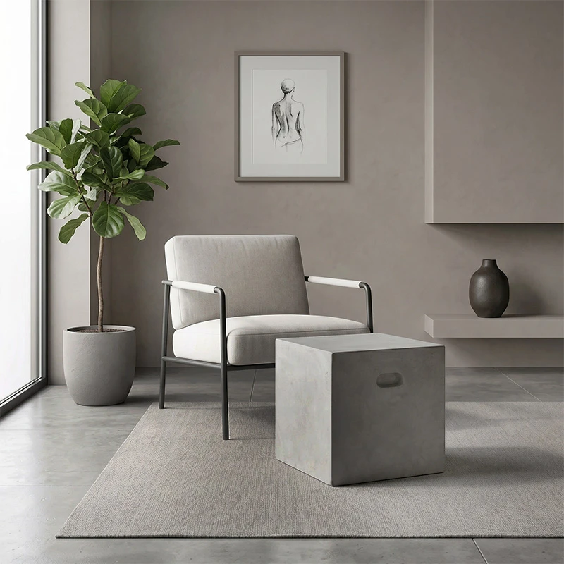 CONCRETE Cubic Stool 37x37cm Cement Grey