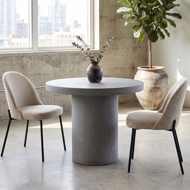 CONCRETE Cylinder Table D.80cm Cement Grey