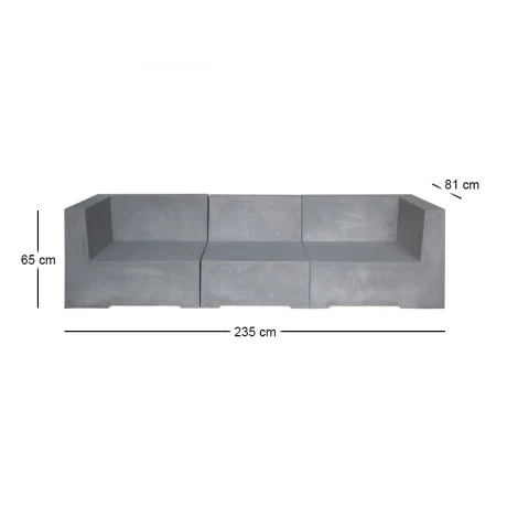 CONCRETE 3-Seat Sofa Cement Grey