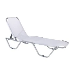 CRETA Alu White Lounger, White Textilene
