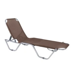 CRETA Alu White Lounger, Cappuccino Textilene