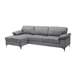 CYRIL Left Facing Corner Sofa, Grey Corduroy Fabric CYRIL Left Facing Corner Sofa, Grey Corduroy Fabric