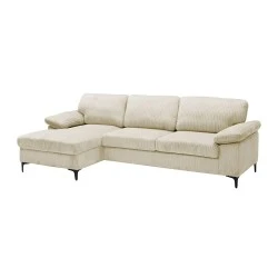 CYRIL Left Facing Corner Sofa, Beige Corduroy Fabric CYRIL Left Facing Corner Sofa, Beige Corduroy Fabric