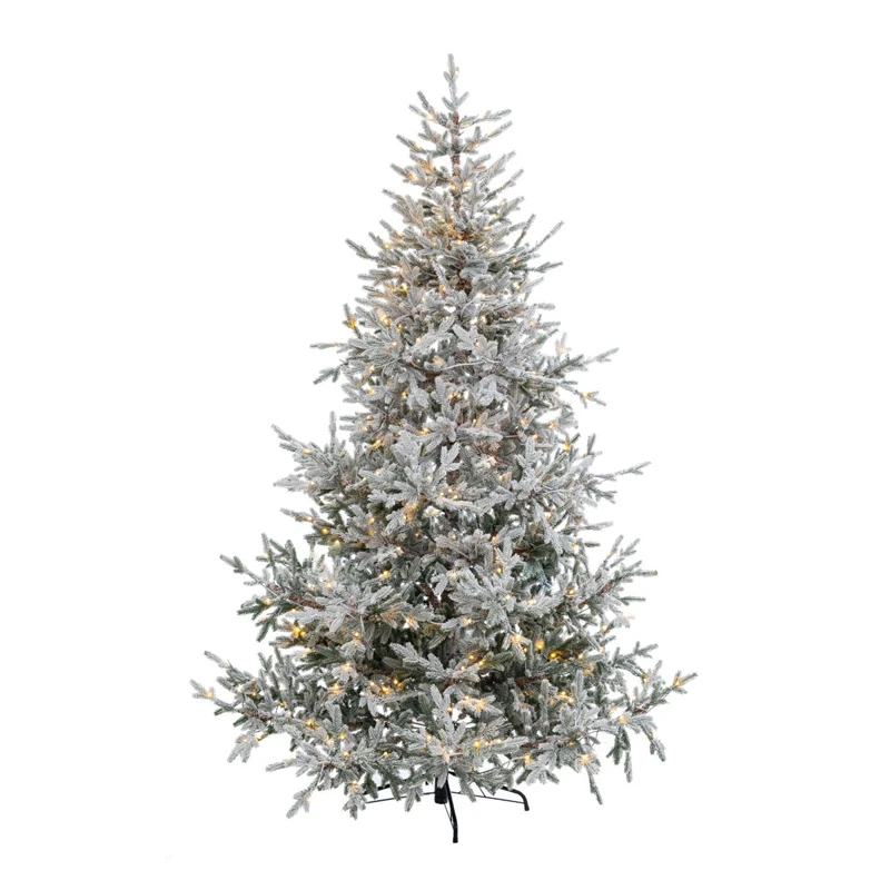 CHRISTMAS TREE PRE-LIT SNOWY CRYSTAL 210CM WITH 450 LED WARM WHITE LIGHTS 8 FUNCTIONS