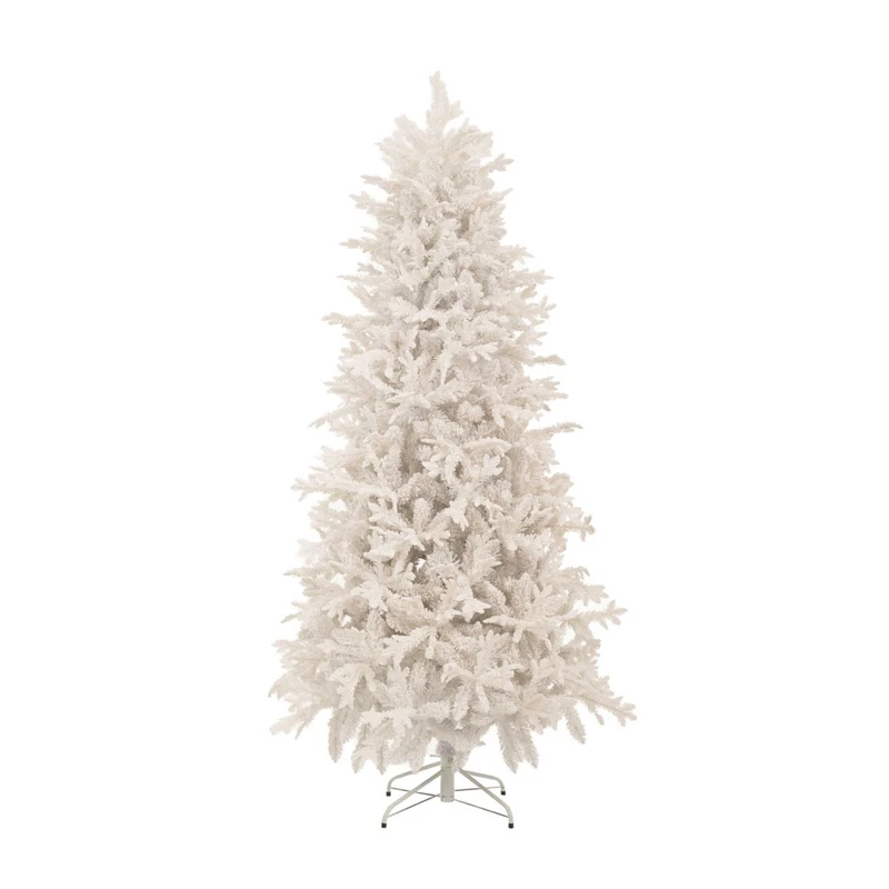 WHITE FLOCKED CHRISTMAS TREE  210CM