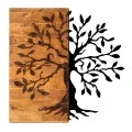 Agac Tree Megapap wooden - metal wall art in walnut - black color 58x3x58cm.