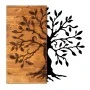 Agac Tree Megapap wooden - metal wall art in walnut - black color 58x3x58cm.