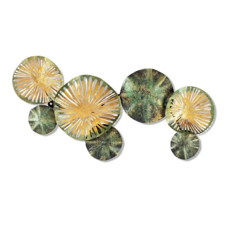 Flower Megapap metal wall art in gold - green color 74x1.5x38cm.