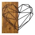 Heart Megapap wooden - metal wall art in walnut - black color 58x3x58cm.