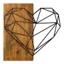 Heart Megapap wooden - metal wall art in walnut - black color 58x3x58cm.