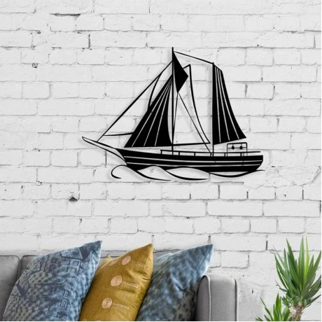 Διακοσμητικό τοίχου Sail Megapap μεταλλικό χρώμα μαύρο 55x2x40εκ.