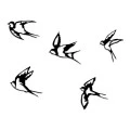Swallows Megapap 5 metal art pieces in black color 19x19cm.