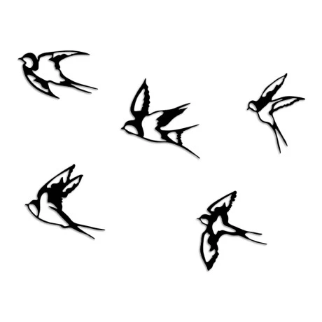 Swallows Megapap 5 metal art pieces in black color 19x19cm.