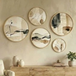 Nima Megapap Wall decoration set of 5 pieces wooden - Mdf natural color Nima Megapap Wall decoration set of 5 pieces wooden - Mdf natural color