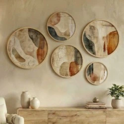 Nima Megapap Wall decoration set of 5 pieces wooden - Mdf natural color Nima Megapap Wall decoration set of 5 pieces wooden - Mdf natural color