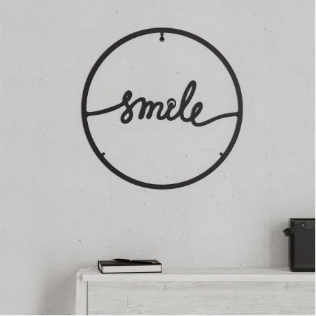 Διακοσμητικό τοίχου Smile Megapap μεταλλικό χρώμα μαύρο 45x2x45εκ.
