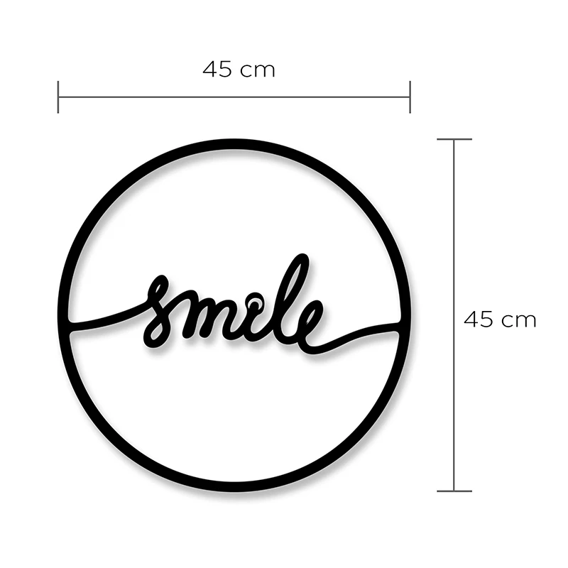 Smile Megapap metal wall art in black color 45x2x45cm.