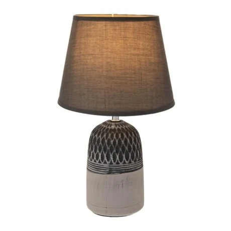 2COLOUR GREY CERAMIC LAMP WITH GREY HAT D20X32.5CM