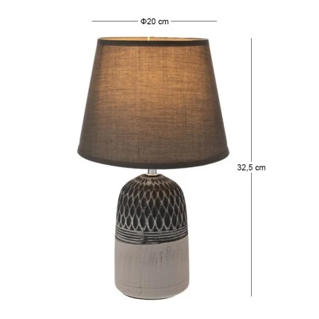 2COLOUR GREY CERAMIC LAMP WITH GREY HAT D20X32.5CM