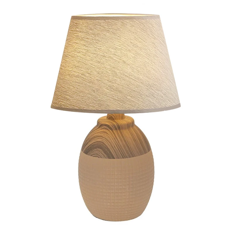 2COLOUR BROWN BEIGE CERAMIC LAMP WITH CRΘME HAT 39CM