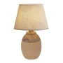 2COLOUR BROWN BEIGE CERAMIC LAMP WITH CRΘME HAT 39CM