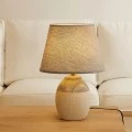 2COLOUR BROWN BEIGE CERAMIC LAMP WITH CRΘME HAT 39CM