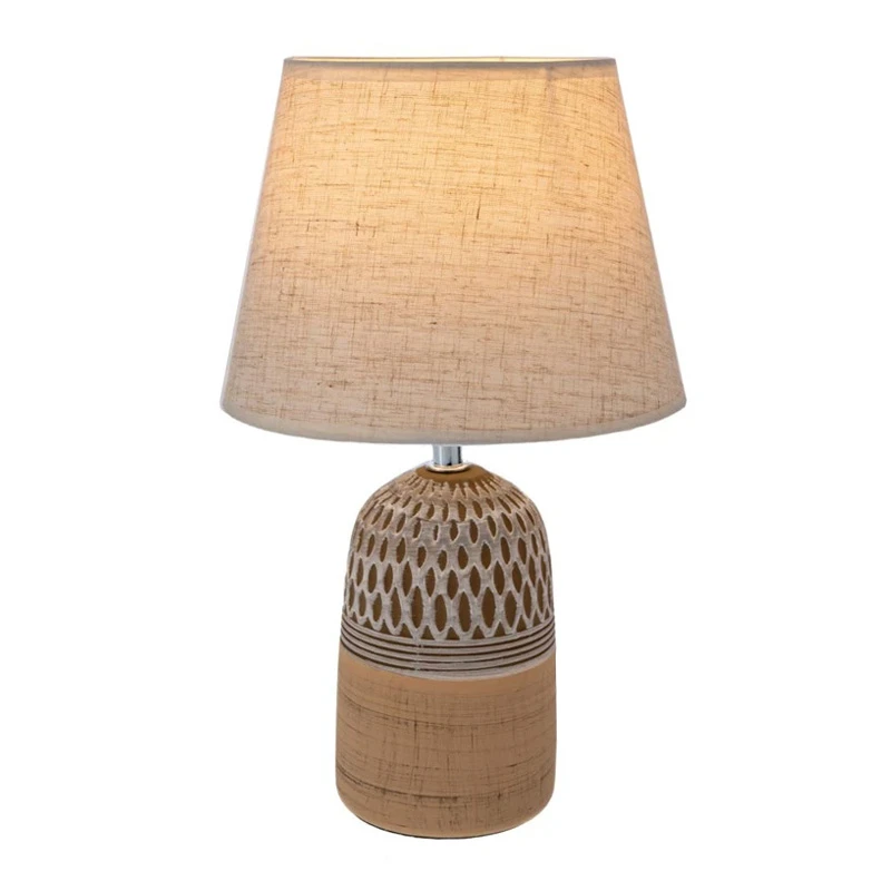 2COLOUR BROWN BEIGE CERAMIC LAMP WITH CREAM HAT D20X32,5CM