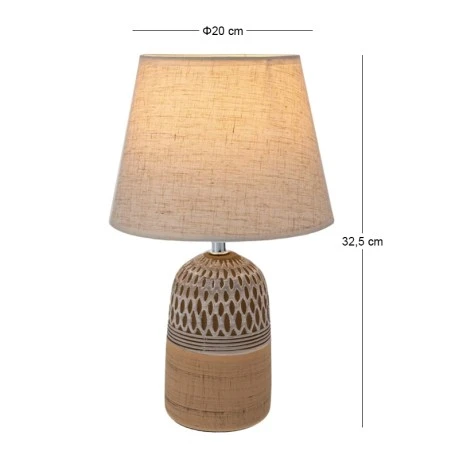 2COLOUR BROWN BEIGE CERAMIC LAMP WITH CREAM HAT D20X32,5CM