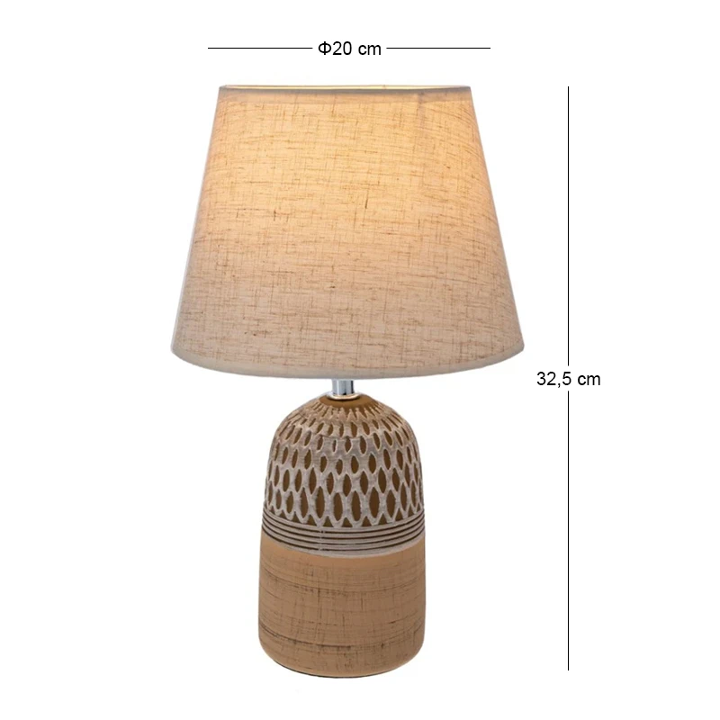 2COLOUR BROWN BEIGE CERAMIC LAMP WITH CREAM HAT D20X32,5CM
