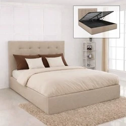 DOLCE Gas Lift Bed (for Mattress 160x200cm) Beige Fabric DOLCE Gas Lift Bed (for Mattress 160x200cm) Beige Fabric