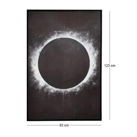 ECLPISE SILVER FOIL PAINTING 83X123CM WITH BLACK FRAME ON PRINTED CANVAS
