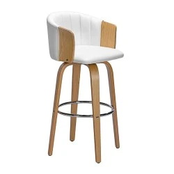 ENZO Bar Stool Natural/Pu White ENZO Bar Stool Natural/Pu White