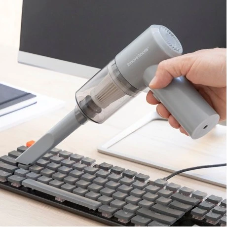 Rechargeable wireless mini vacuum cleaner gray color 16.5x16x5.5cm.