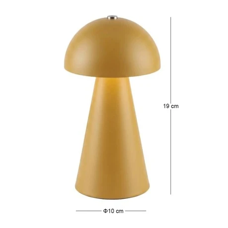 RECHARGEABLE MUSHROOM TABLE LED LIGHT IN YELLOW COLOR WITH 3 LIGHTING PROGRAMS 10X10X19CM