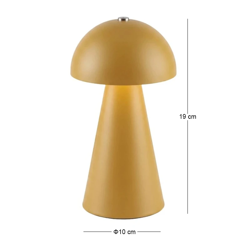 RECHARGEABLE MUSHROOM TABLE LED LIGHT IN YELLOW COLOR WITH 3 LIGHTING PROGRAMS 10X10X19CM
