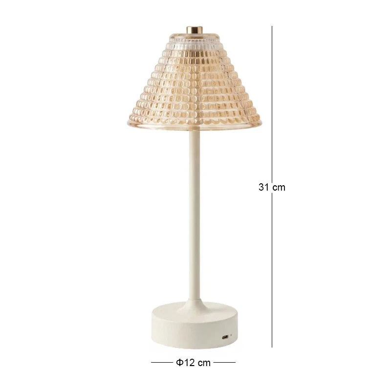 RECHARGEABLE CRYSTAL TABLE LED LIGHT IN LUSTER AMBER COLOR  WITH 3 LIGHTING PROGRAMS D12X31CM