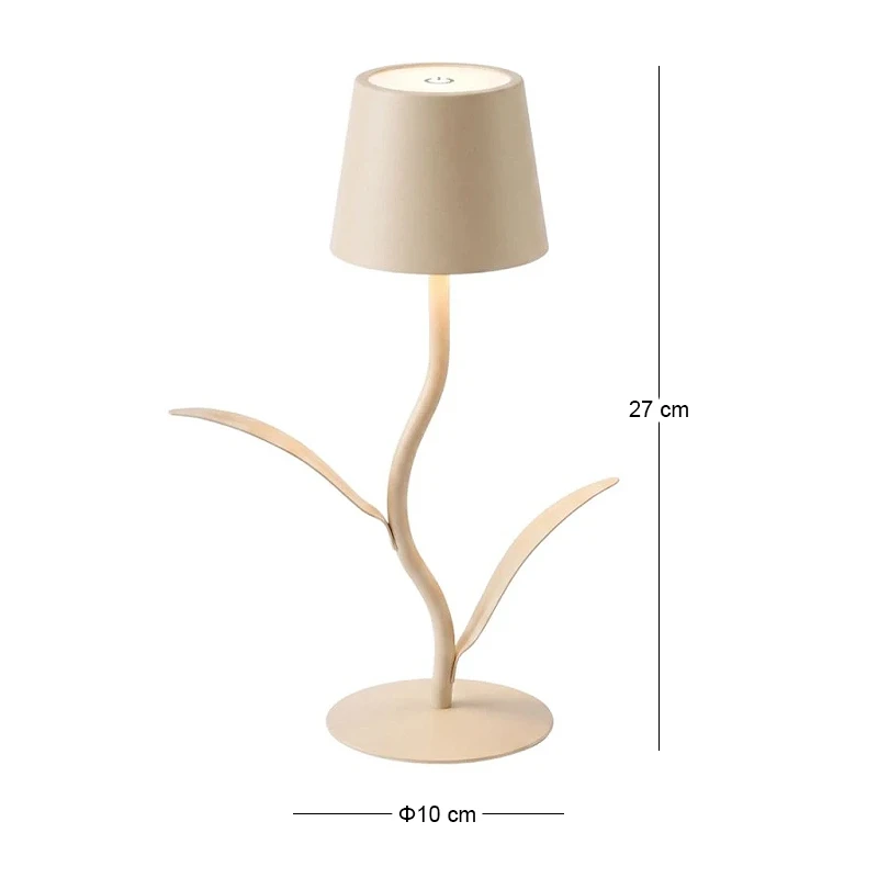 RECHARGEABLE WHITE LED TABLE LIGHT WITH  3 LIGHTING PROGRAMS IN FLOWER SHAPE D10X27CM