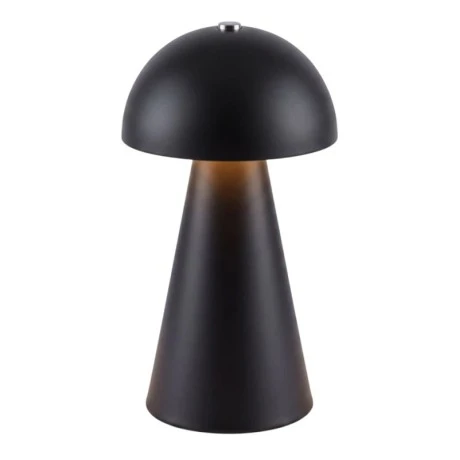 RECHARGEABLE MUSHROOM TABLE LIGHT IN BLACK COLOR WITH 3 LIGHTING PROGRAMS 10X10X19CM