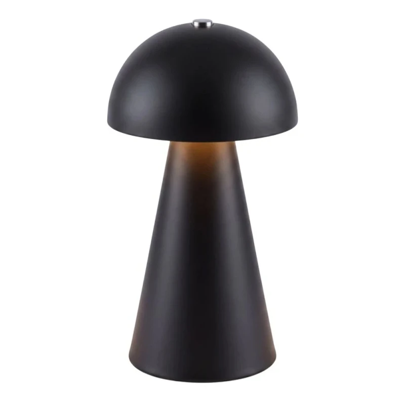 RECHARGEABLE MUSHROOM TABLE LIGHT IN BLACK COLOR WITH 3 LIGHTING PROGRAMS 10X10X19CM