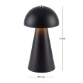RECHARGEABLE MUSHROOM TABLE LIGHT IN BLACK COLOR WITH 3 LIGHTING PROGRAMS 10X10X19CM