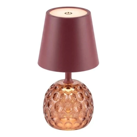 RECHARGEABLE BURGUNDY TABLE LED LIGHT WITH 3 LIGHTING PROGRAMS  D11Χ35.5CM