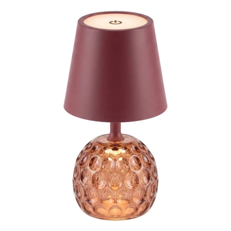 RECHARGEABLE BURGUNDY TABLE LED LIGHT WITH 3 LIGHTING PROGRAMS  D11Χ35.5CM