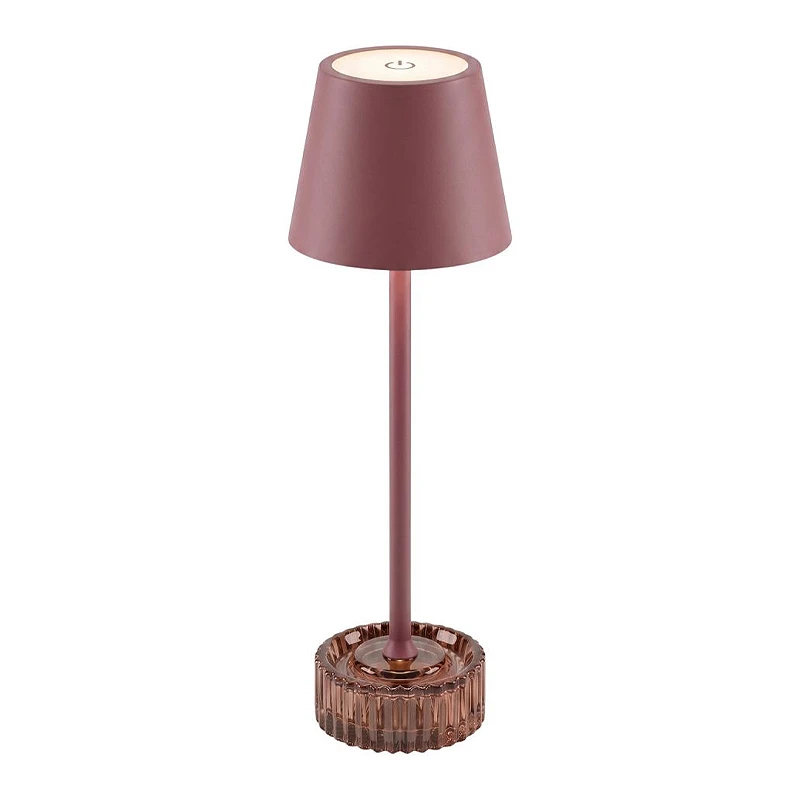 RECHARGEABLE BURGUNDY METAL TABLE LIGHT WITH 3 LIGHTING PROGRAMS  D11Χ35.5CM