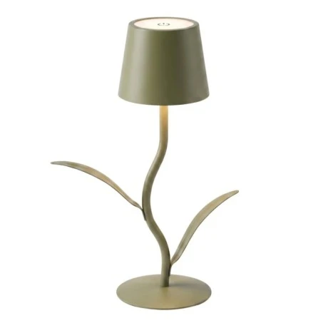 RECHARGEABLE GREEN LED TABLE LIGHT WITH  3 LIGHTING PROGRAMS IN FLOWER SHAPE D10X27CM